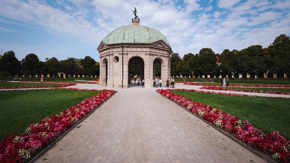 Hofgarten & Temple of Diana formal Renaissance garden perfect for a peaceful stroll in Munich, Germany