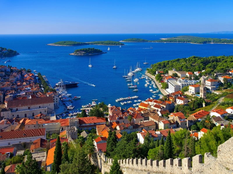 Hvar scenic views from a high vantage point in Croatia 