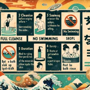 Hygiene and Bathing Rules For Visiting Onsen in Japan - digital art 