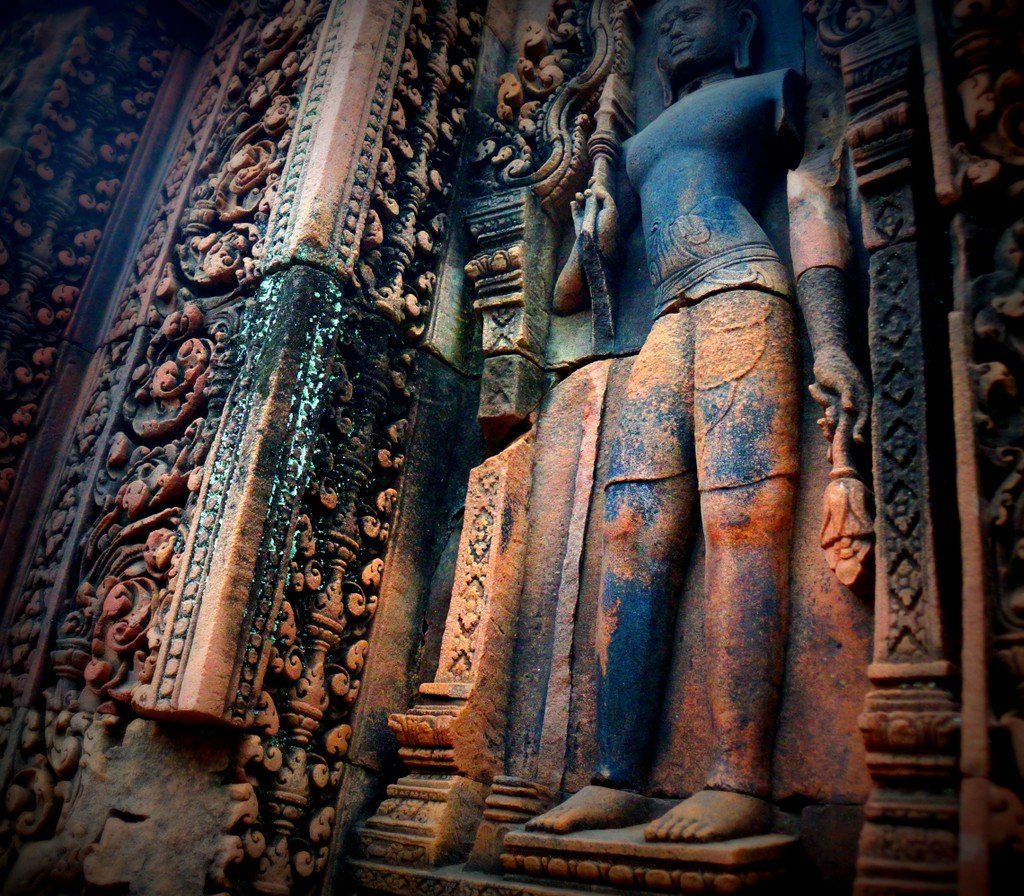 I edited this shot to really enhance the colors which are impressive up close and in real life at Banteay Srei in Cambodia 