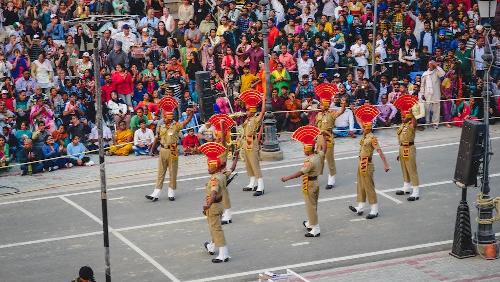 India border closing ceremony peacocking solider 