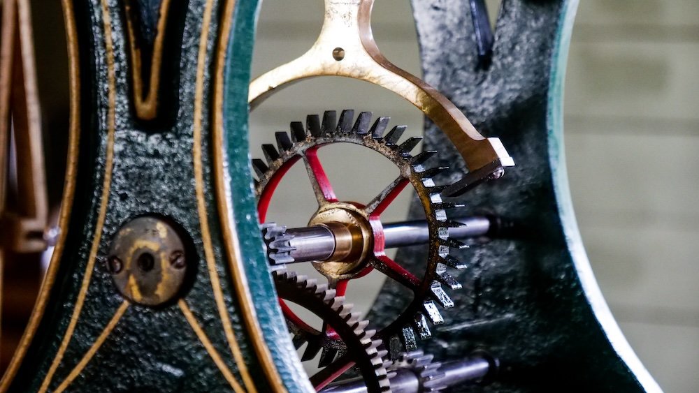 Inner workings of a Japanese clock in Sapporo, Hokkaido, Japan 