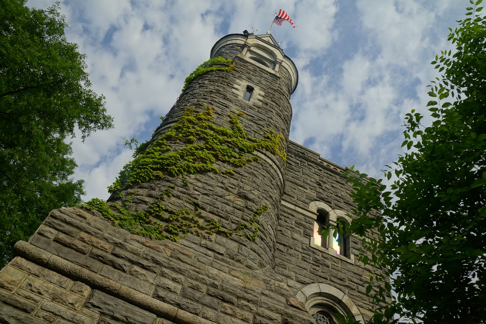 Ivy covered Belvedere Castle located in Central Park New York City