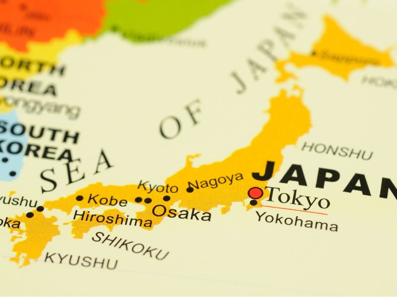 Japan on a map 