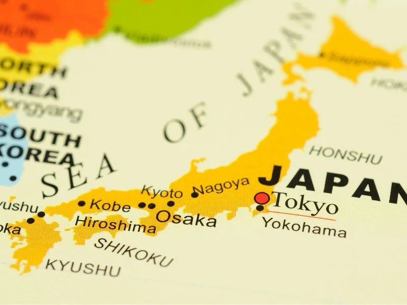 Japan on a map 