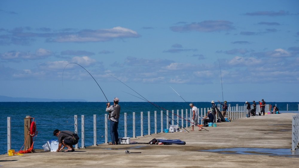 Japanese fishermen out in full force at Niigata West Coast Jetty #5 