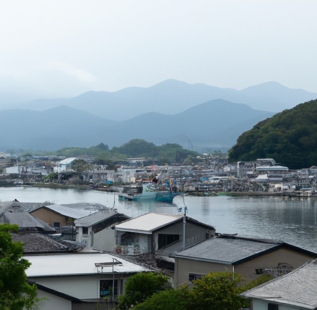 Japanese fishing town rooftop views in Japan 