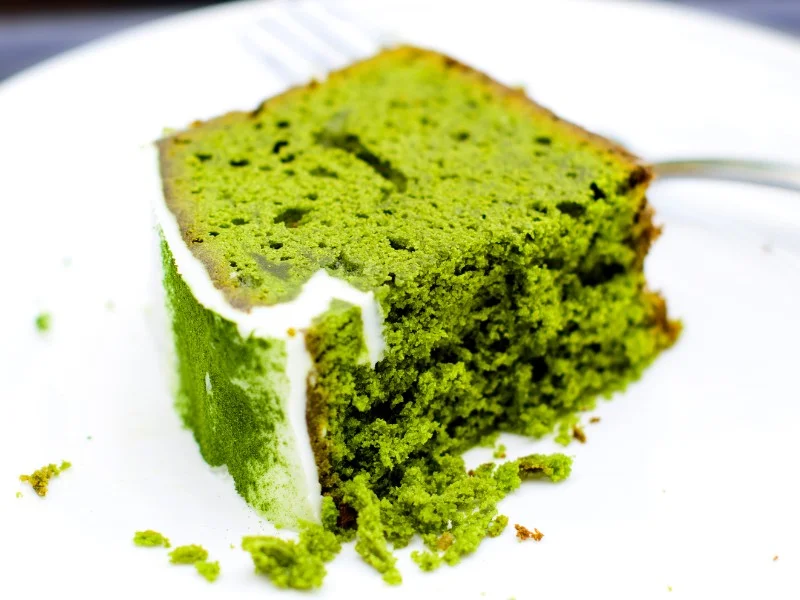 Japanese matcha cake is a popular thing to order at themed cafes in Japan