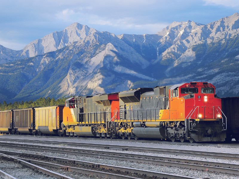 Jasper Freight Train in Alberta, Canada 