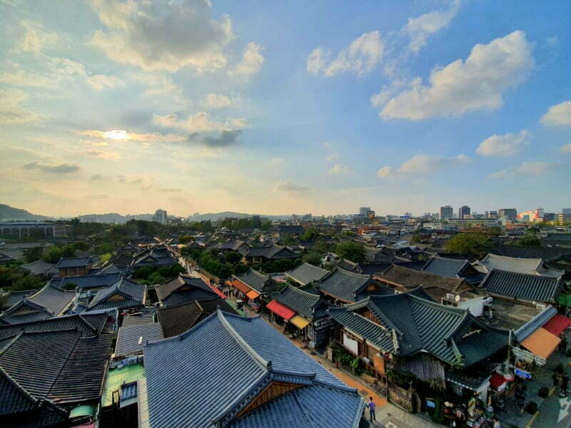 Jeonju Travel Guide: Things to do in Jeonju, South Korea with traditional views of Korean rooftops 