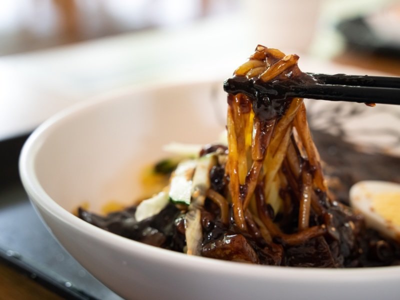 Korean black paste noodles in Incheon, Korea 