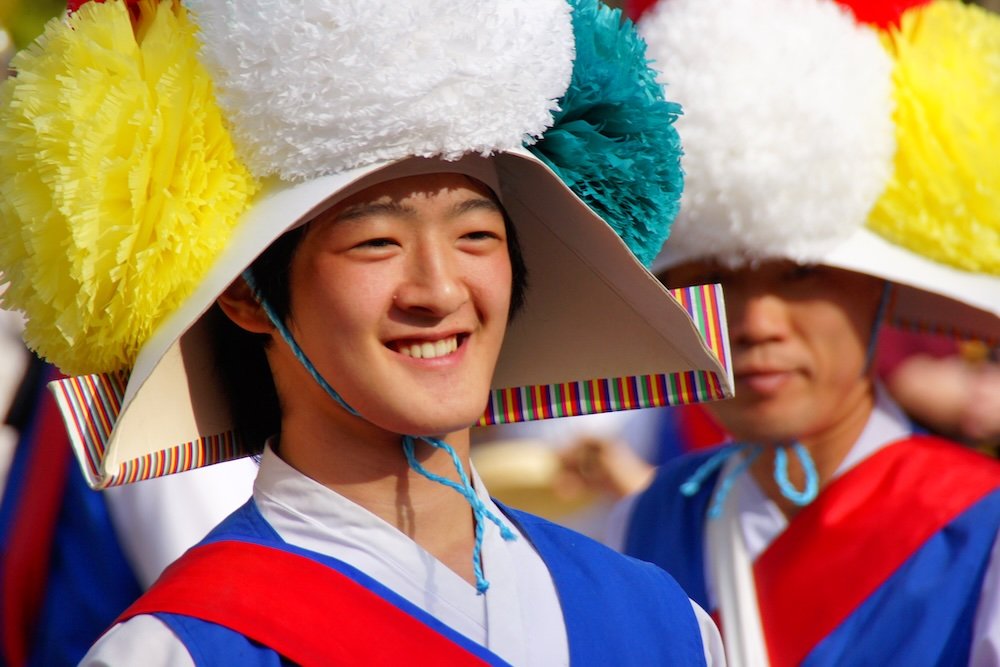 Korean Folk Village performer with a beautiful smile in Yongin, Korea 