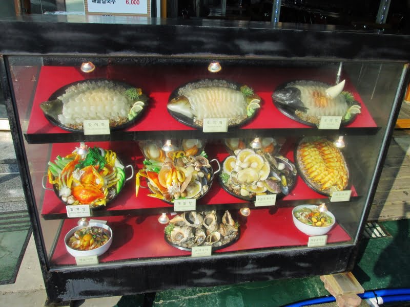 Korean seafood platters at Daecheon Beach in Korea