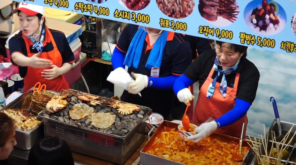 Korean street food being served in Busan, Korea 