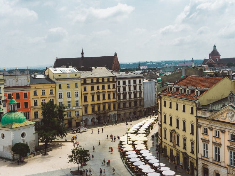 Krakow city center views in Poland 