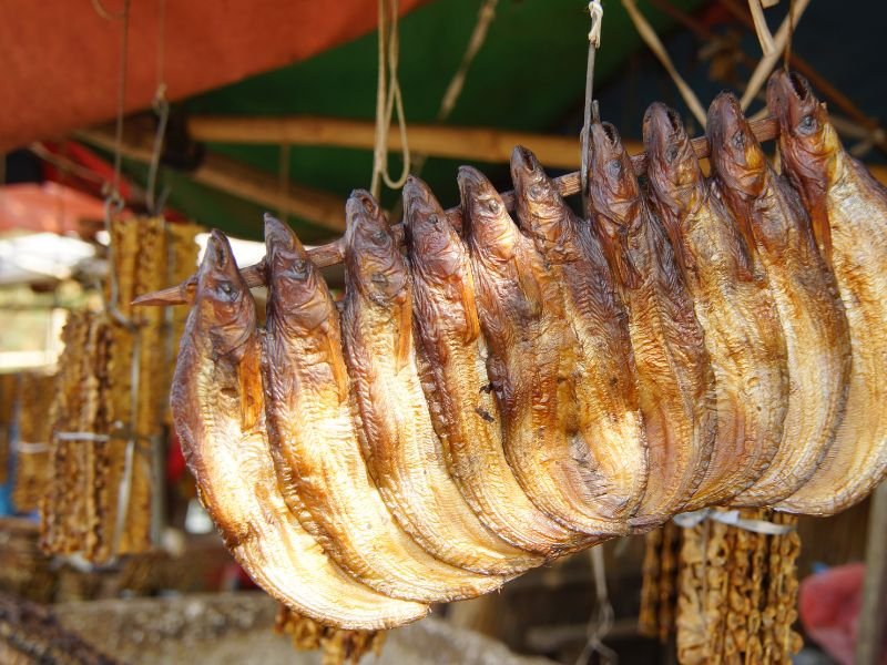 Kratie dried fish for sale in Kratie, Cambodia 