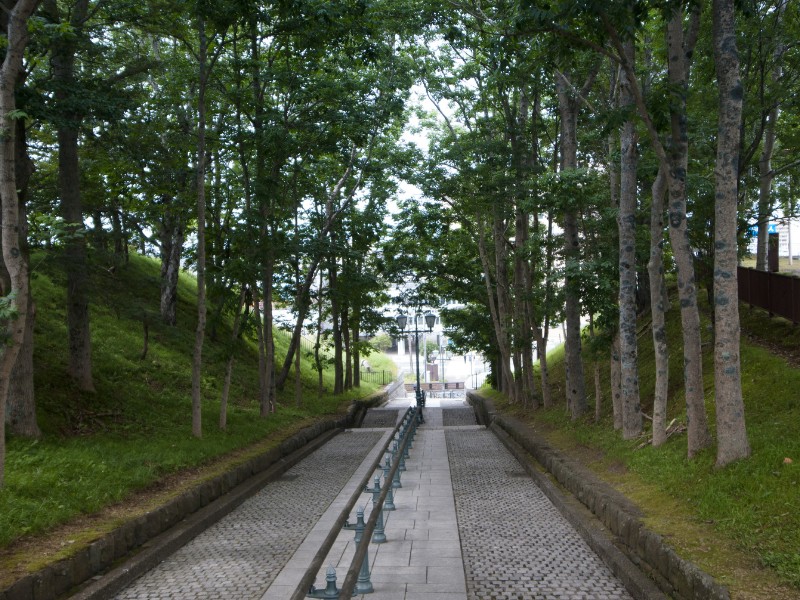 Kushiro hill with walking path in Japan 