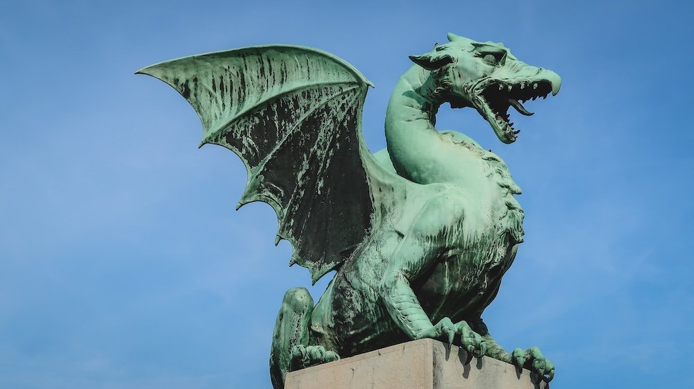 Ljubljana dragon statue in Slovenia 