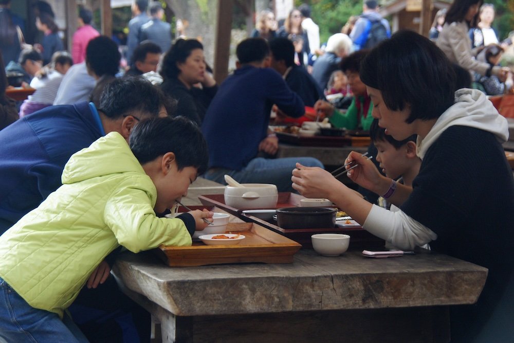 Local Koreans gathering to eat lunch in Yongin, Korea 