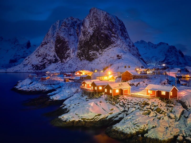 Lofoten Islands winter scene in Norway 