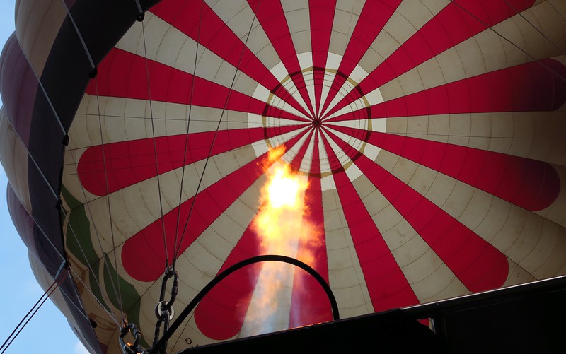 Looking up at our hot air balloon prior to taking off