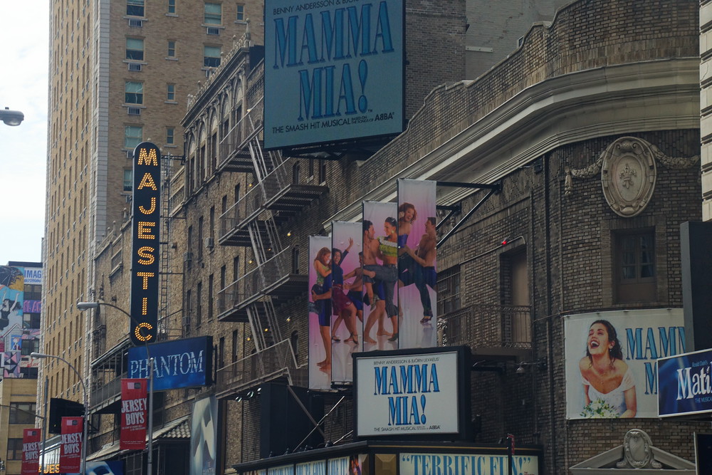 Mama Mia and Majestic Theatre on Broadway in New York City