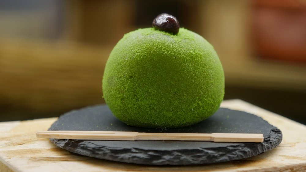 Matcha mochi ball in Niigata, Japan