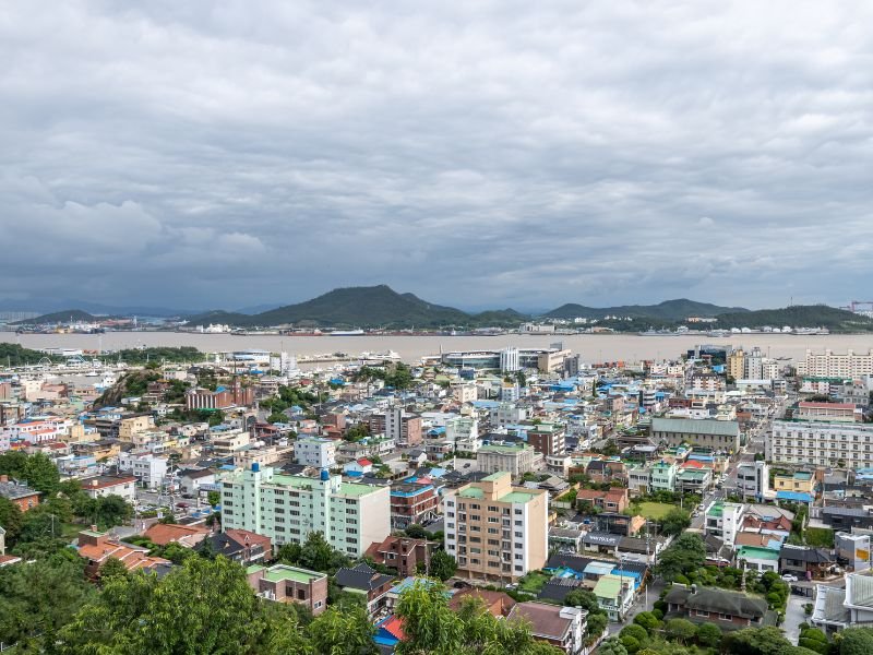 Mokpo city views from a high vantage point in Korea 