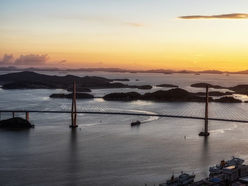 Mokpo sunset bridge views in South Korea 