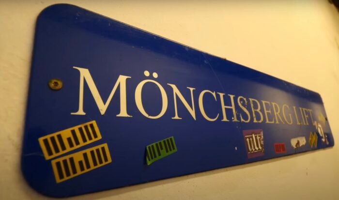 Mönchsberg lift sign in Salzburg, Austria