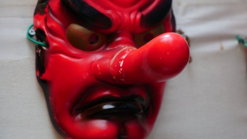 Mount Takao red mask with a long pointed nose in Japan 