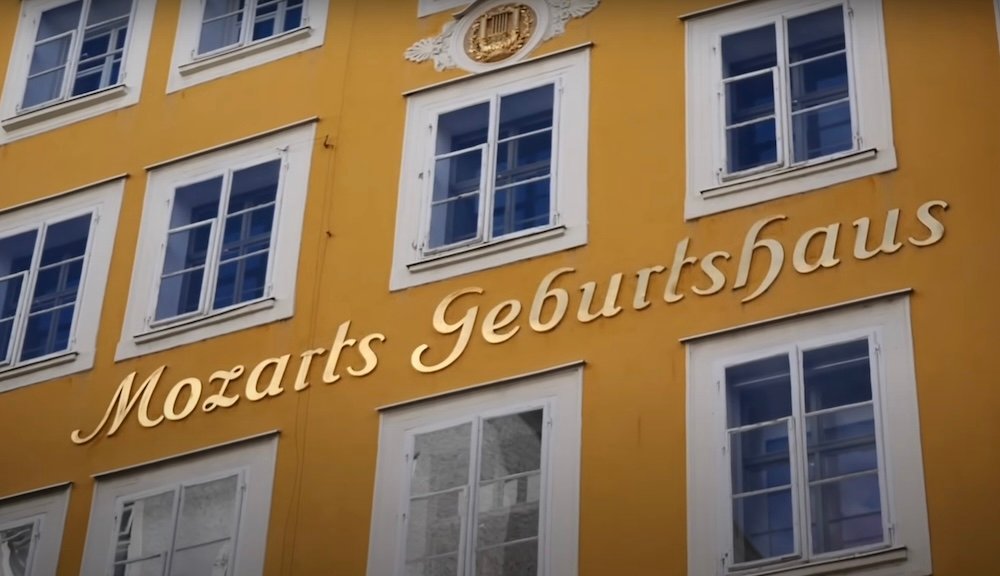 Mozart House close up view in Salzburg, Austria 