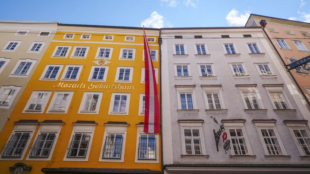 Mozart House outside view in Salzburg, Austria 