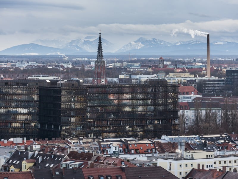 Munich industrial and mountain backdrop views in Germany 