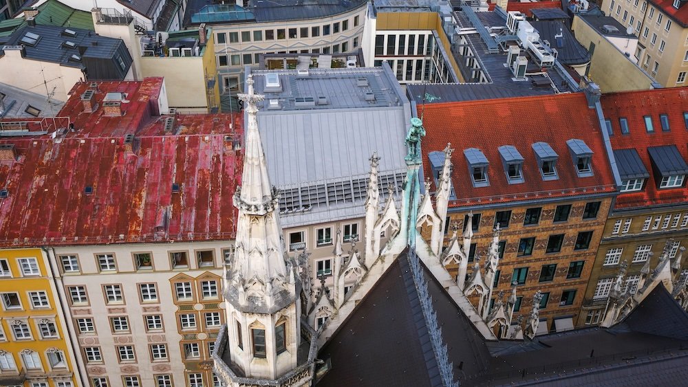 Munich rooftop views in Germany from high vantage point 