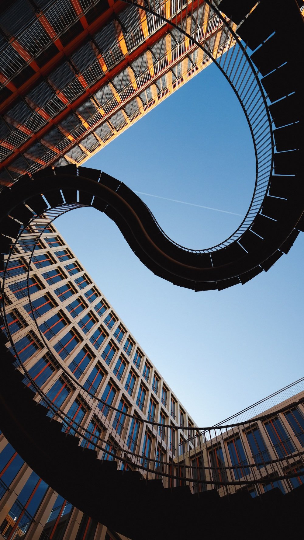 Munich spiralling staircase from underneath perspective looking up in Germany 