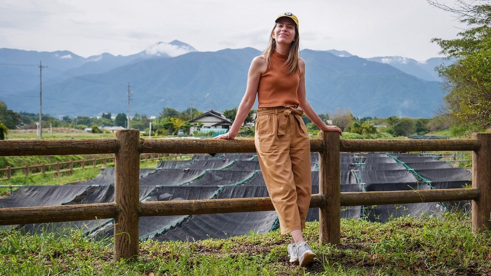 My wife That Backpacker enjoying rural wasabi views in Japan 