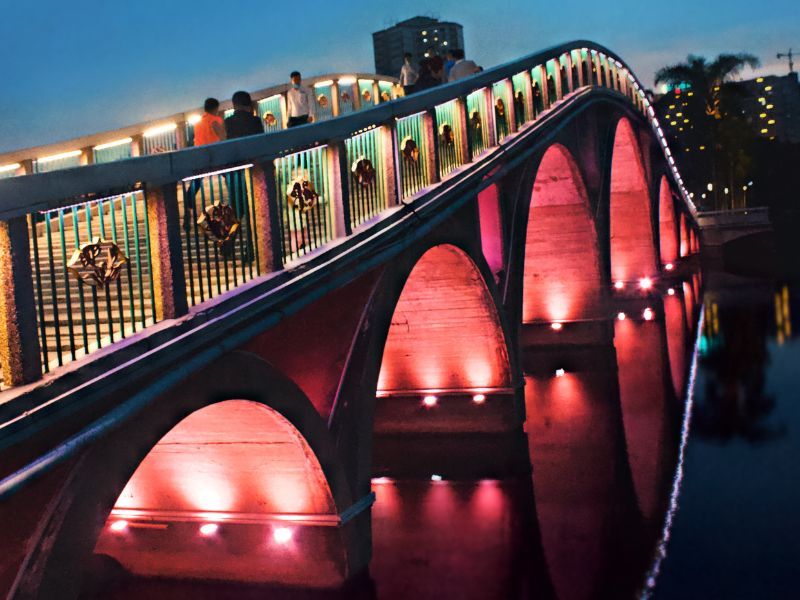 Nanning bridge color at night in China 