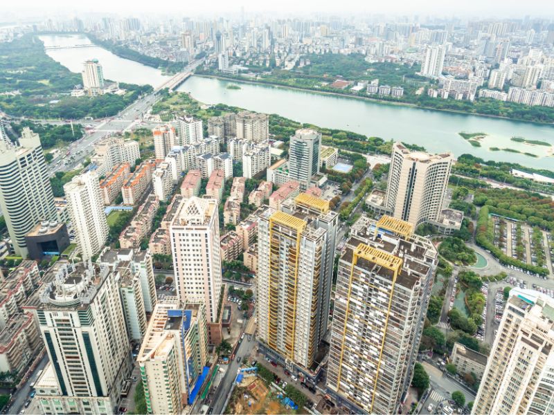Nanning high vantage point urban views in China 