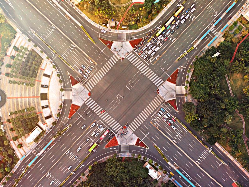 Nanning overhead intersection views in China 