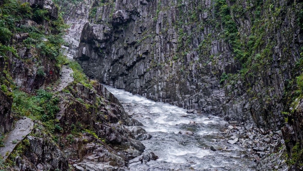 Natural rugged scenery at Kiyotsu Gorge, Japan