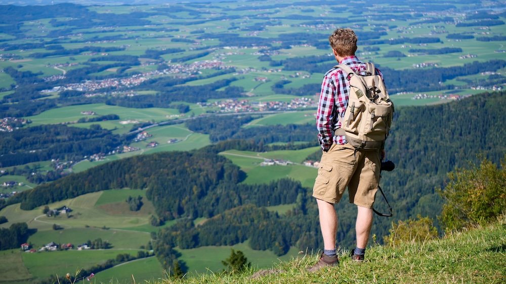 Nomadic Samuel admiring the views in Gaisberg, Austria 