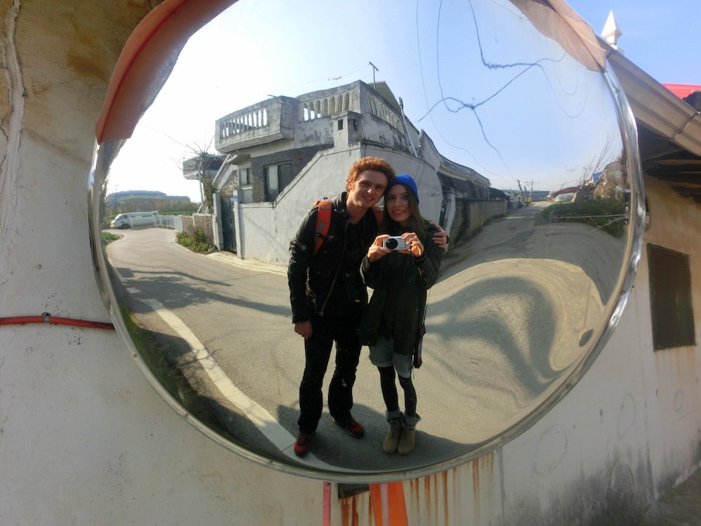 Nomadic Samuel and That Backpacker enjoying living in Pyeongtaek street mirror views rural zone 