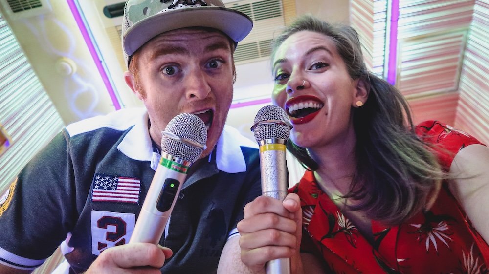 Nomadic Samuel and That Backpacker enjoying nightlife Karaoke in Tokyo, Japan