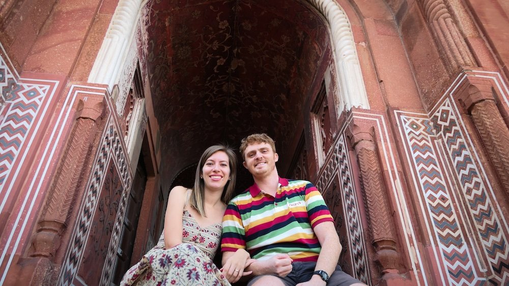 Nomadic Samuel and That Backpacker posing at the Taj Mahal in Agra, India