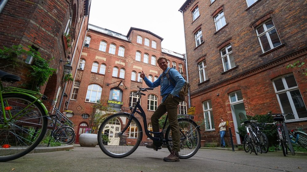 Nomadic Samuel enjoying a biking tour in Berlin, Germany 