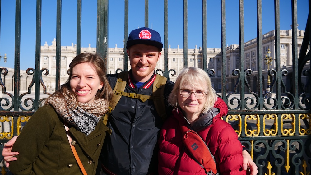 Nomadic Samuel enjoying Madrid, Spain with his wife Audrey Bergner and mom