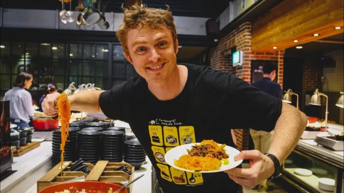 Nomadic Samuel feasting on Korean buffet in Busan, South Korea