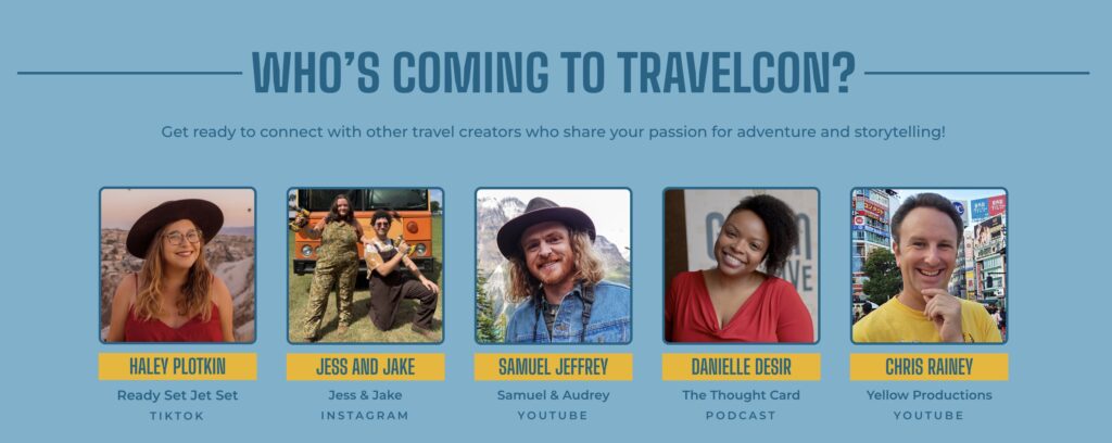 Nomadic Samuel Jeffery of Samuel and Audrey YouTube channel as a featured hosted guest at TravelCon in Tucson, Arizona, for travel influencers and creators.