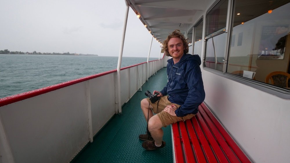 Nomadic Samuel loving Lake Constance being out on a boat in Germany 